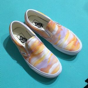 Brand New Vans Slip-On Watercolor Sunset Sneakers - Orange & Purple